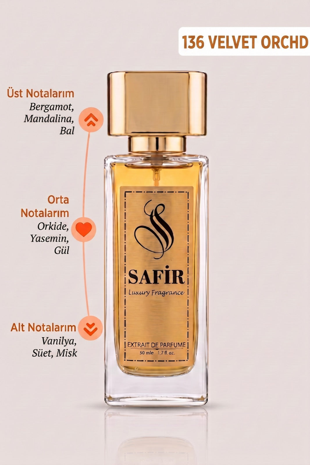 Safir Velvet Orchd Extrait de Parfum 50 ml | Velvet Orchid Muadili Kadın Parfüm