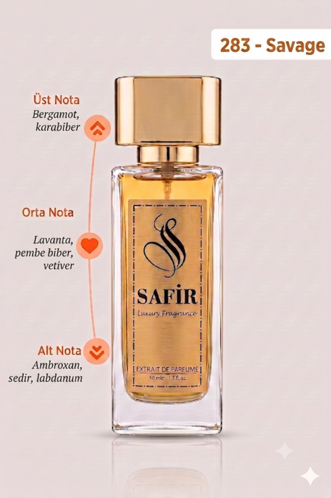 Safir Savage Extrait de Parfum 50 ml | Sauvage Muadili Erkek Parfüm